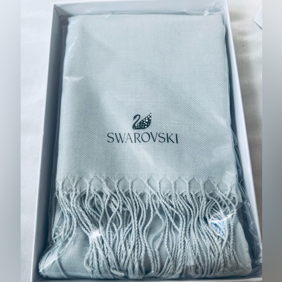 SWAROVSKI Light Gray with Crystal Accent %65 Polyester & %35 Viscose Scarf - Picture 8 of 16